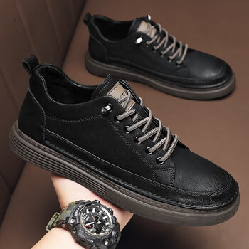 海澜之家hla男鞋2024新款黑色板鞋休闲皮鞋上班工作夏季防水防滑厨师