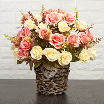 郁金香仿真花套装假花装饰客厅餐桌插花摆件绢花塑料花室内定制 4橘黄