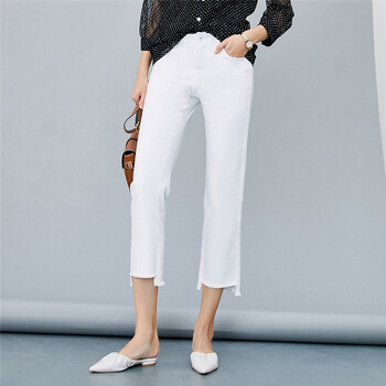 颜域简约白色八分裤女小个子女装时尚减龄职业秋装2021年裤子白色xl42