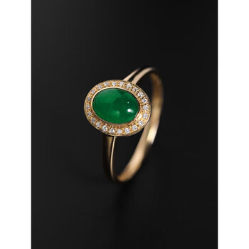莎畔珠宝 赞比亚祖母绿戒指女款18k金镶钻石尾戒彩宝指环礼物定制 1ct
