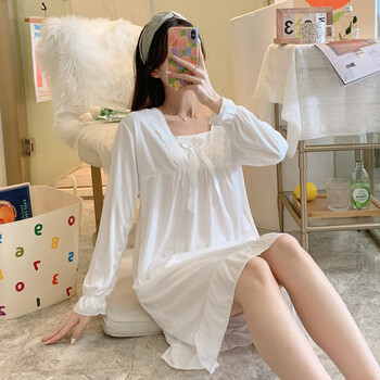 女生睡衣冬季春秋季长袖睡裙女薄款甜美公主风可爱学生家居服lxb睡裙
