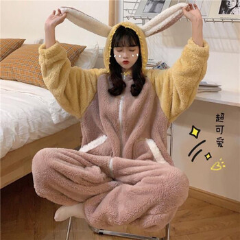 秀哲妍连体睡衣法兰绒秋冬天毛毛绒男生女生冬季加绒加厚秋冬天学生