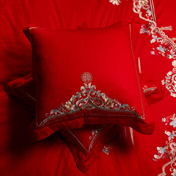 棉茸家纺结婚大红纯棉抱枕靠垫婚庆抱枕结婚床上红色靠枕套龙凤双喜庆一对如意子 纯棉 60x60cm抱枕套一对 方芯一对 图片价格品牌报价 京东