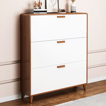 鞋柜大容量窄家用门口实木框入户简约现代玄关门厅柜子 实木圆角-双层