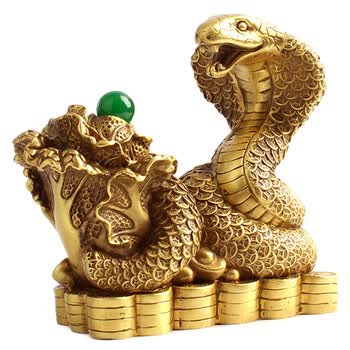 玄友 白菜蛇摆件金蛇属相蟒蛇形12生肖蛇工艺品金属铜蛇像饰品