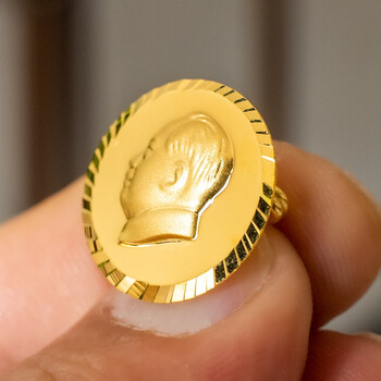 红旅故都毛主爷爷席像章金黄胸章胸针伟人头像佩戴男女徽章送客户礼品胸花 约2.5克 直径约1.5CM