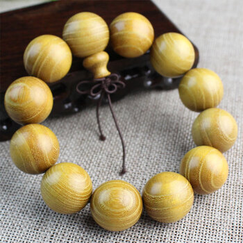 檀木手串原木老料柘木金丝顺纹小孔2.