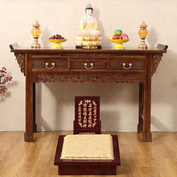 客厅实木香火神台柜佛龛供桌关公香案台供桌香案家用佛台供奉台 茶色