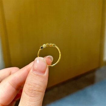 南枳可水洗都市意韵感五颗小金珠仿金戒指金豆豆指环轻奢大方高保色五