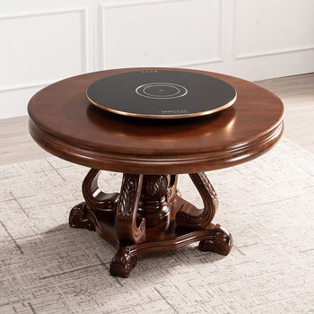 帝兰慕 旋转变大餐桌旋转伸缩餐桌变圆形餐桌家用实木带转盘扩大变形