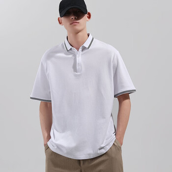 纯棉夏季polo衫短袖男商务休闲体恤宽松大码t恤简约男士白色m100120斤