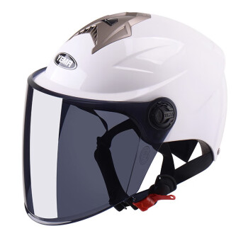 野马（YEMA）3C认证电动车头盔男女夏季防晒摩托车安全帽大号轻便式半盔327S 白色（3C认证） 配黑茶镜片(均码)