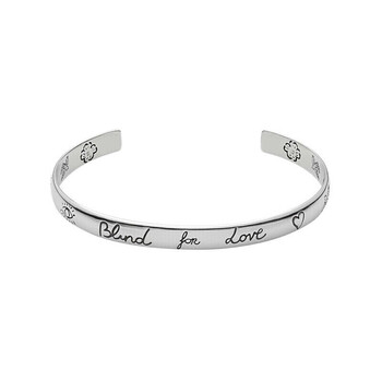 gucci古驰手镯blind for love 爱无畏系列 925纯银银色手镯男女生情侣