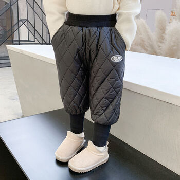 孩子加绒加厚运动裤外穿儿童绒裤秋冬款大童夹棉裤防寒长裤冬装轻薄款