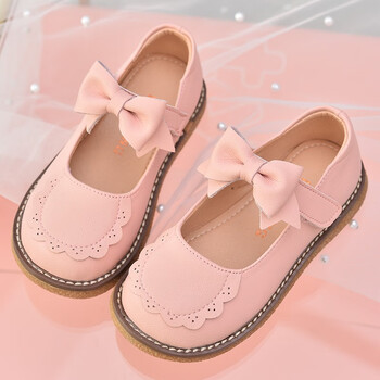 卜丁女童公主鞋2022新款洋气童鞋儿童软底皮鞋女孩鞋子蝴蝶结单鞋珠光