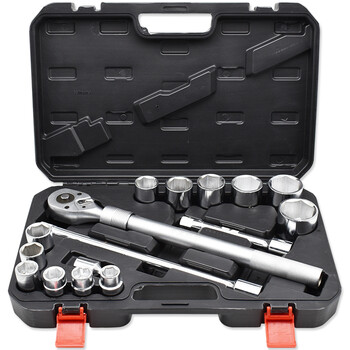 卡夫威尔 16件套重型货车卡车大型车辆维修工具箱套装 3/4大号棘轮扳手套筒组套 19-50mm SS2992A