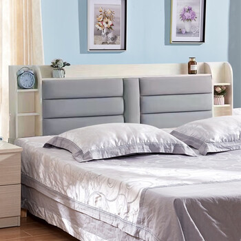 馨怡福实木床头背板软包靠背科技布储物落地简约床头1.51.