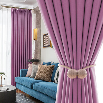 窗帘遮光布卧室遮光窗帘北欧简约卧室客厅轻奢飘窗拼色遮阳布年新款