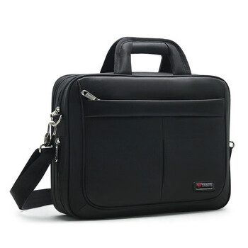 袋鼠男士公文包牛津布笔记本电脑包横款手提业务公事包黑色890l16寸