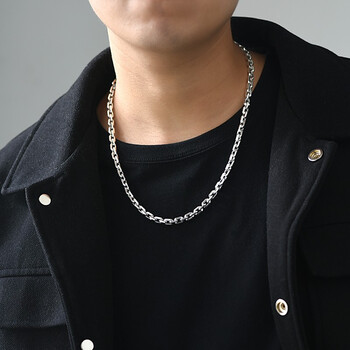 花岛星愿轻奢品牌罗泰亮银太角链男士项链潮牌百搭男时尚嘻哈粗款霸气
