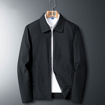 了】罗蒙领导干部夹克外套男翻领商务中青年春秋薄款公务员行政夹克衫