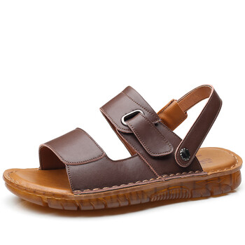 鹤萱hexuan高档品牌头层牛皮男士凉鞋牛筋底真皮沙滩鞋夏季休闲凉拖鞋