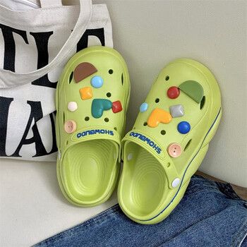 她享踩屎感包头拖鞋女防滑软底外穿懒人沙滩洞洞鞋 TD222 绿色 38/39 