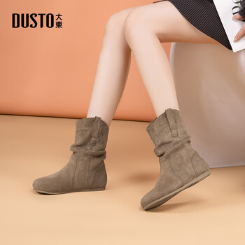 DUSTO 大东 时装靴 女鞋 2025冬 新款 复古西部堆堆靴