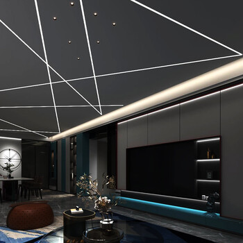 预埋灯槽吊顶石膏直角洗墙铝槽合金线型灯带12w米流水跑马灯带暖白