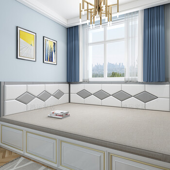 榻榻米软包墙围 定制科技布床围电热炕围子防撞床头贴自粘墙贴 b3