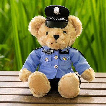 建工酷酷墨镜警察小熊交警泰迪熊网红毛绒玩具交通公安警官消防员玩偶