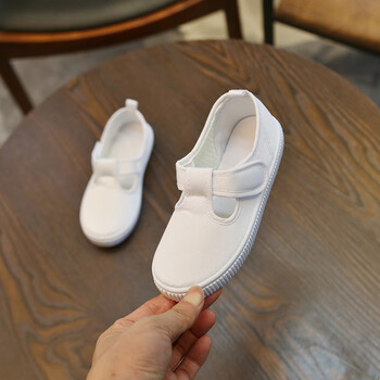 苗辛儿童小白鞋女童白布鞋男童帆布鞋小学生白色球鞋幼儿园室内运动鞋