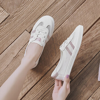 人本帆布鞋女夏季网鞋女透气网眼鞋女小白鞋百搭鞋子女学生平底鞋板鞋