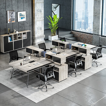 雷动办公桌椅组合简约现代办公家具创意员工位246人办公室电脑职员桌b
