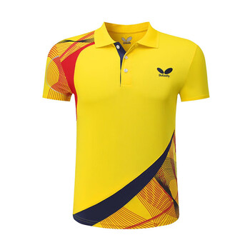 球服套装男女短袖国家队比赛训练服速干儿童乒乓球衣 黄色男款上衣 xs