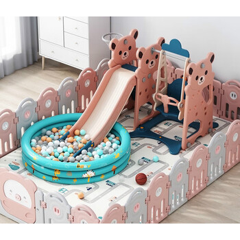 趣在滑滑梯儿童室内家用功能多宝宝秋千组合婴幼儿一岁小型玩具小熊