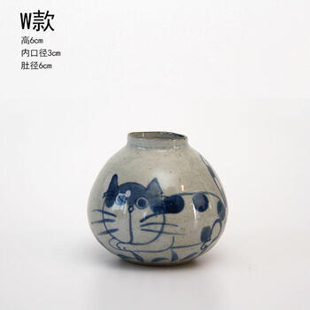 明画官方店景德镇陶瓷花瓶摆件复古手绘青花暖暖花器日式禅意多肉植物插花盆小猫咪花器 图片价格品牌报价 京东