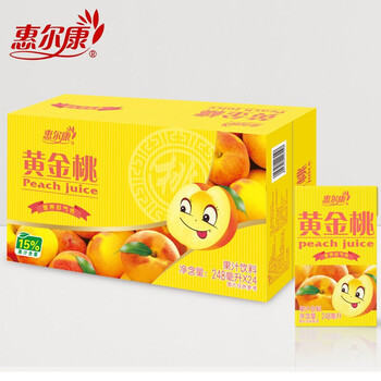 惠尔康果汁桃味饮料15果汁含量黄金桃果汁饮品整箱248ml24盒hx