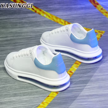 

YASUNGGI 欧洲站奢侈品麦崐小白鞋2022秋冬季新款百搭休闲鞋男女情侣同款运动鞋松糕底时尚板鞋 雾霾蓝（气垫） 40