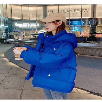 羽绒服中学生冬季14初中生短款大童冬装15学院风韩版外套蓝色m码90斤