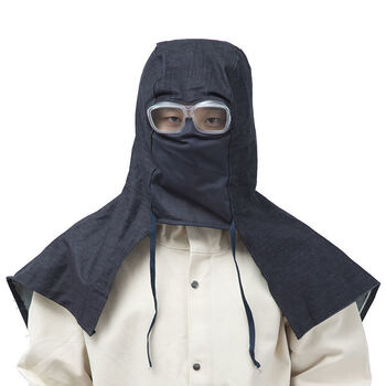 夏季男士劳保工地防尘帽子粉尘女士包头防尘帽带披肩打磨风帽 护目镜