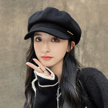 帕娅罗帽子女贝雷帽春秋冬季八角帽2023新款显脸小蓓蕾大头围棒球