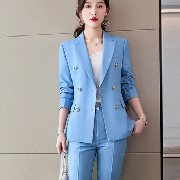 凯恋高端商务正装西装套装女春英伦风时尚休闲双排扣气质女神范职业