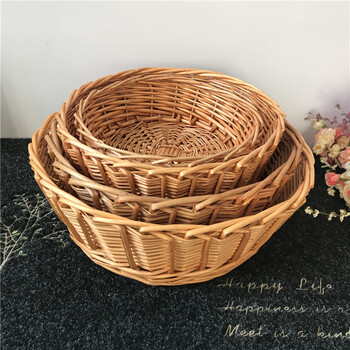 手工竹藤编织水果盘馒头篮竹篮子收纳篮藤编篮面包篮砂锅煲仔篮子米