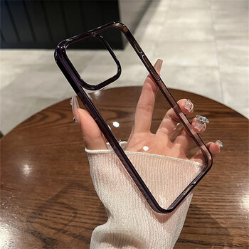 韵宁 超薄暗紫色不发黄硬壳透明适用于iphone手机壳透明新款苹果手机保护壳防摔电镀简约感 深空黑 【金属质感，还原裸机】透明不发黄 iPhone14ProMax