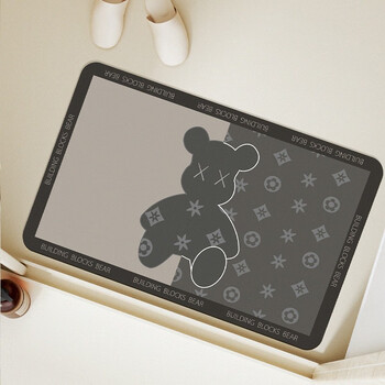 风向生活可定制浴室吸水防滑地垫软硅藻泥卫生间门口入户脚垫毯子可剪裁 拼接灰 40×60cm【49元任选3件】