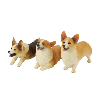 仿真狗模型柯基犬玩偶儿童动物玩具塑料可爱笑脸小狗摆件男孩礼物小
