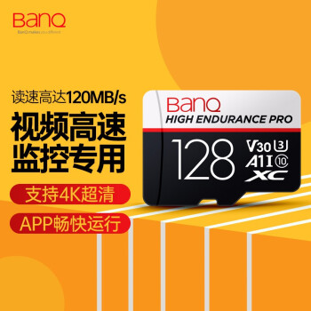 banq 128GB TF（MicroSD）存储卡U3 V30 A1 4K PRO专业版 高度耐用视频高速监控摄影摄像专用卡 读速100MB/s