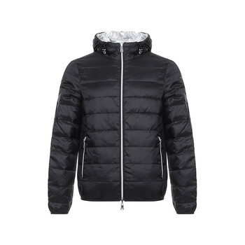 emporio armani阿玛尼 男士黑色银色锦纶双面连帽夹克羽绒服 6z1ba7