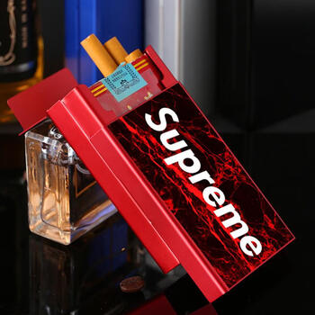 supreme细烟烟盒20支装便携创意超薄自动弹男士女士细枝杆香菸盒 (粗
